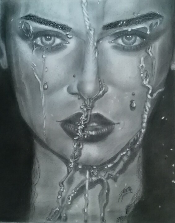 Рисунок под названием "water" - Maria Teresa Napolitano, Подлинное произведение искусства, Графит
