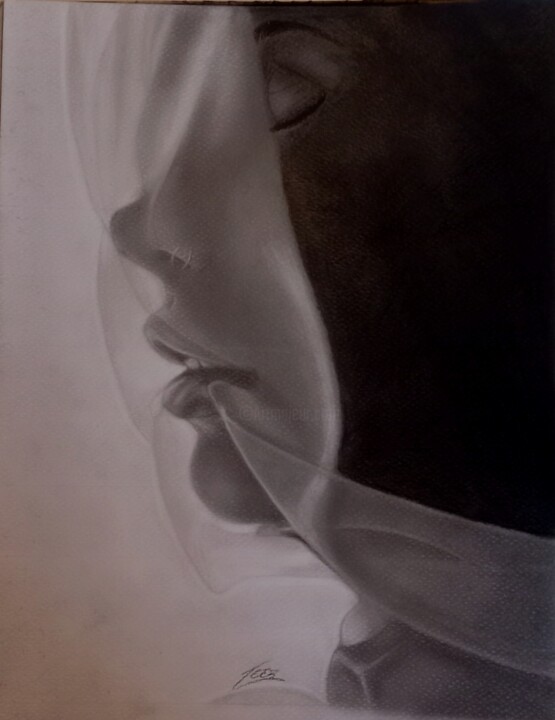 Рисунок под названием "Like  a veil" - Maria Teresa Napolitano, Подлинное произведение искусства, Графит