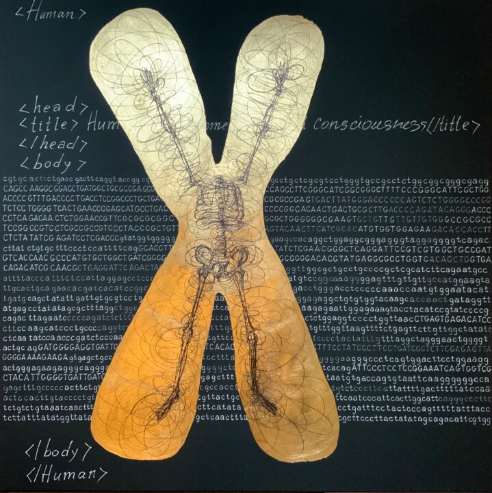 Painting titled "<Human>x</Human>" by Maria&Vadim Lipovsky, Original Artwork, Acrylic