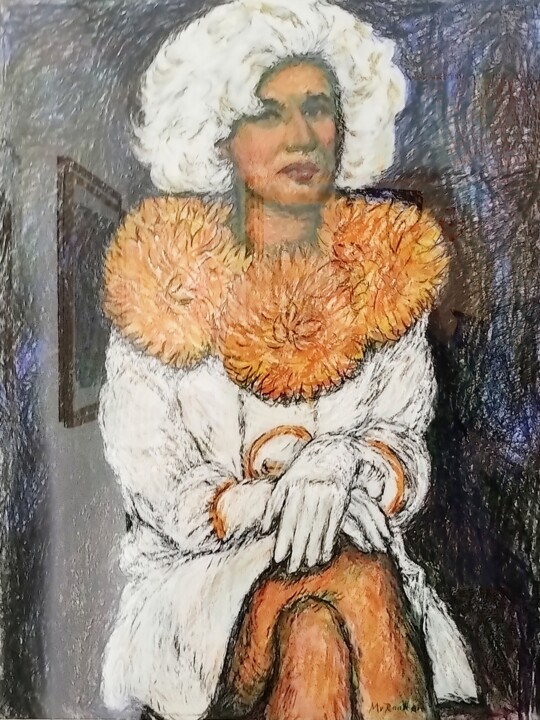 Drawing titled "Dolly Bellefleur 1" by Maria Van Raalten, Original Artwork, Pastel Mounted on Wood Stretcher frame