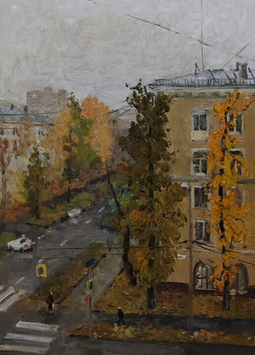 Painting titled "За окном осень" by Maria Vinichenko, Original Artwork, Oil