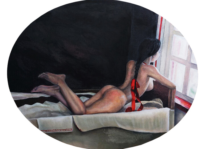 Картина под названием "Waiting for a loved…" - Мария Власенко, Подлинное произведение искусства, Масло