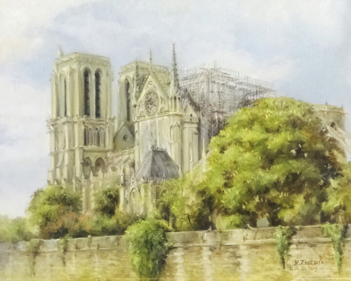 "Notre-Dame de Paris…" başlıklı Tablo Maria Zhiltsova tarafından, Orijinal sanat, Petrol