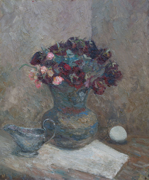 Картина под названием "Сухие розы /  Dry r…" - Maria Afonina, Подлинное произведение искусства, Масло