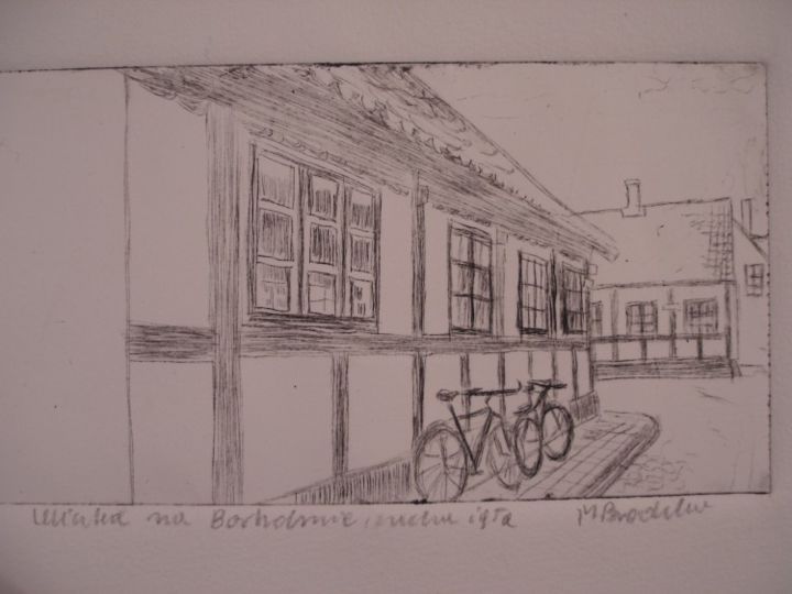 Painting titled "Street on Bornholm" by Maria Brodzka-Bestry, Original Artwork