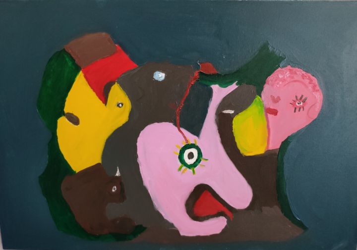 Pintura intitulada "O Monstro e o Olho…" por Maria De Lourdes De Castro Rodrigues, Obras de arte originais, Tinta