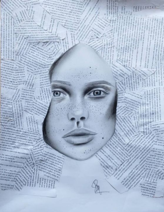 「the first impression」というタイトルの描画 Maria Eduarda Rosendoによって, オリジナルのアートワーク, 鉛筆