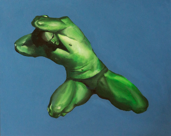 Peinture intitulée "Green Eternity Man,…" par Maria Extaz, Œuvre d'art originale, Acrylique