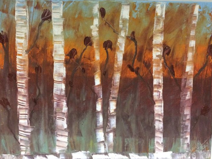 Pintura titulada "Canavial (reed)" por Mariagil, Obra de arte original, Oleo Montado en Panel de madera