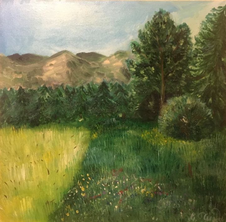 Картина под названием "The forest" - Мария Ли, Подлинное произведение искусства, Масло