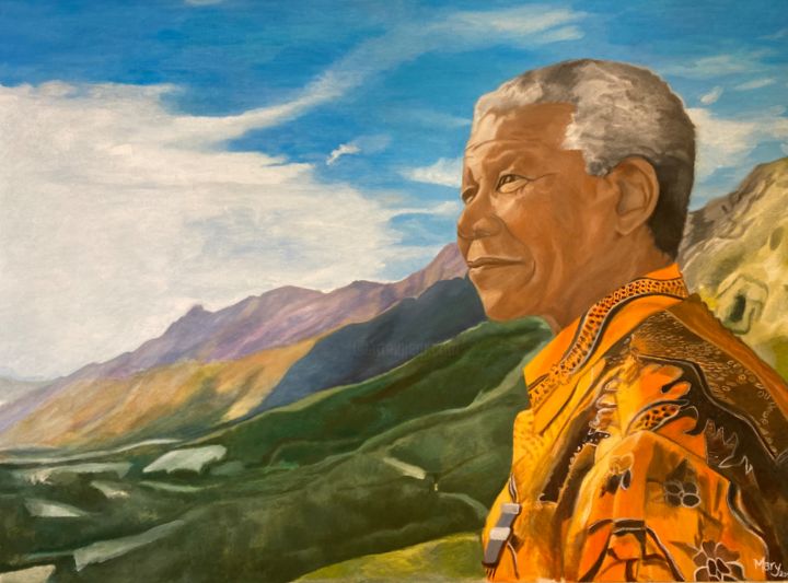 Pintura titulada "Mandela" por María José Márquez González, Obra de arte original, Oleo