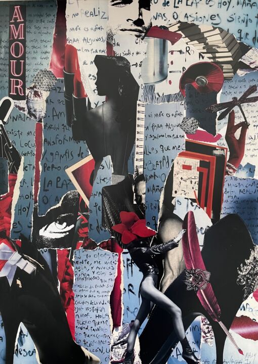 Collages intitolato "Amore" da Marialine Beck, Opera d'arte originale, Collages Montato su artwork_cat.