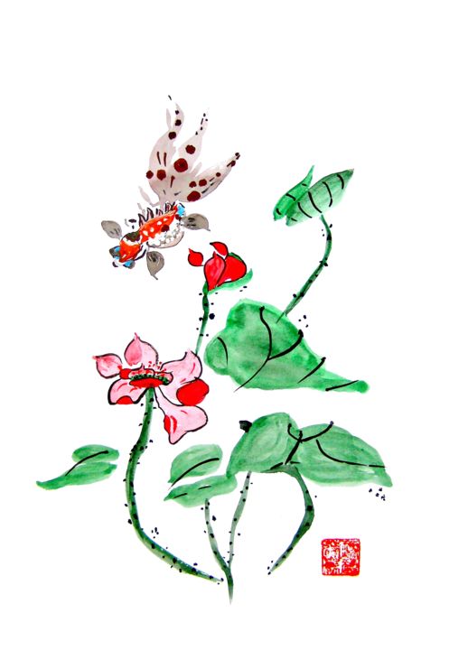 Peinture intitulée "Peinture Chinoise L…" par Marialissen, Œuvre d'art originale