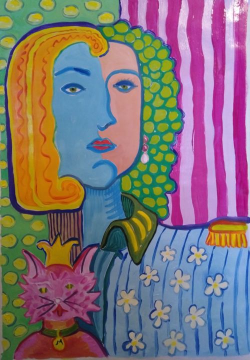 Painting titled "Regine" by Ludo, Original Art, Oil