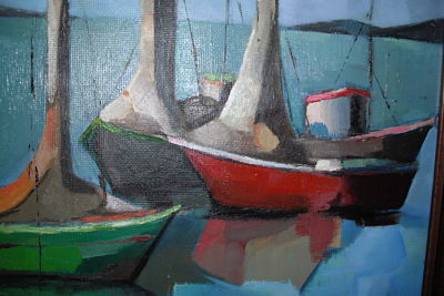 Painting titled "simplesmente barcos" by Maria Luiza Ribeiro De Carvalho, Original Artwork