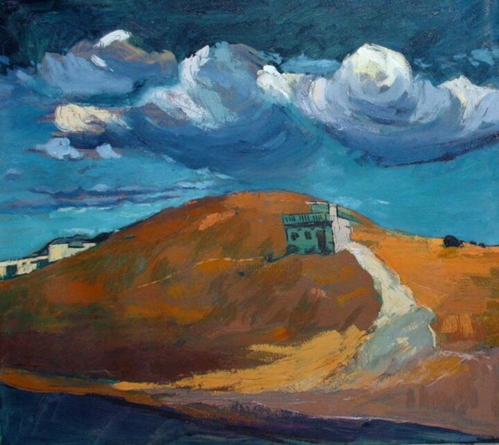 Schilderij getiteld "la colline" door Mariam Belhaj, Origineel Kunstwerk