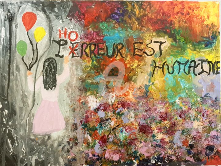 Painting titled "L'horreur est humai…" by Mariam Beqqal, Original Artwork, Watercolor