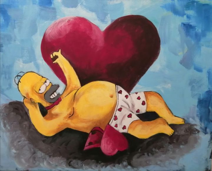 Painting titled "Sexy Homer" by M Mast (MMast), Original Artwork, Acrylic