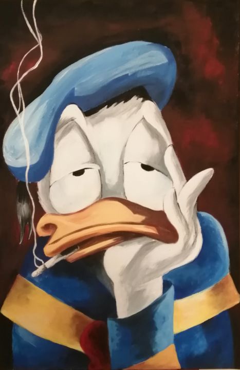 Painting titled "Donald Duck" by M Mast (MMast), Original Art, Acrylic