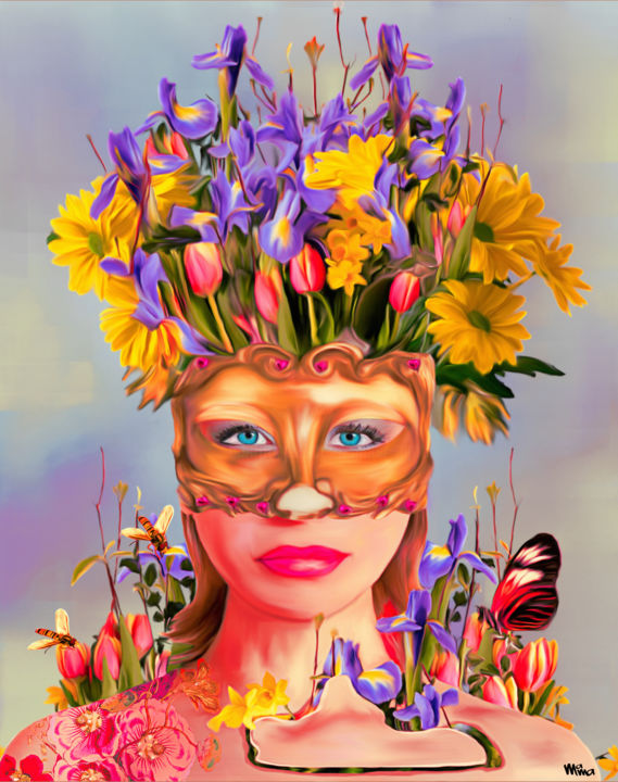 Digital Arts titled "Allegory of spring…" by Maria Mata, Original Artwork, Digital Painting
