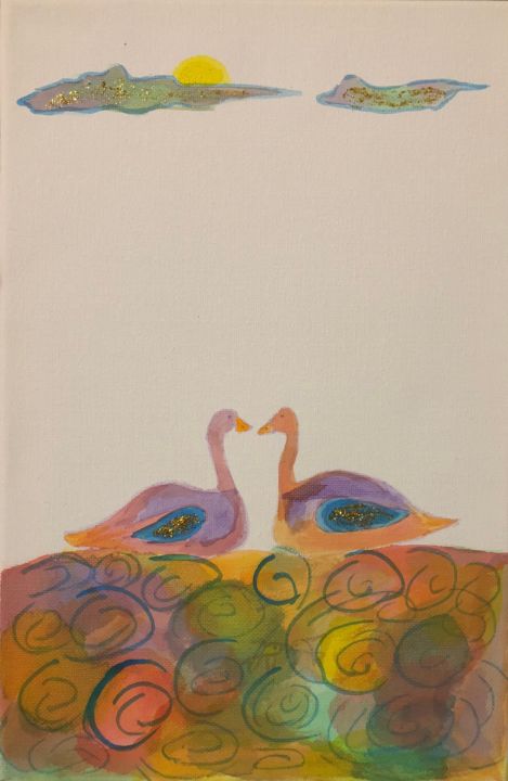 Malerei mit dem Titel "colour lovers be li…" von Maria Meli, Original-Kunstwerk, Acryl