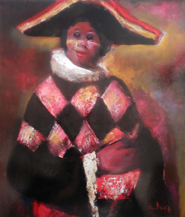 Pittura intitolato "arlechin-vesel.jpg" da Marian Condruz, Opera d'arte originale, Olio