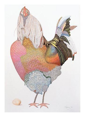 Dibujo titulada "B'ino Bird" por Marian Fanny Christian, Obra de arte original