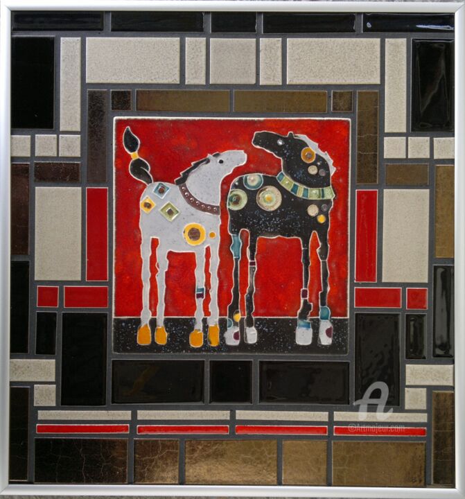 Sculptuur getiteld "mosaic ceramic" door Marian Jesien, Origineel Kunstwerk, Keramiek