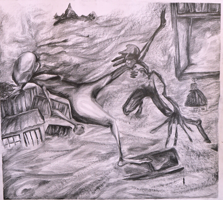 Drawing titled "Escorregando nas br…" by Mariana Araújo, Original Artwork, Graphite