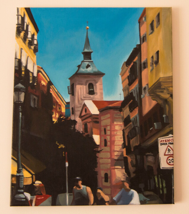 Painting titled "Street of Madrid" by Mariana Araújo, Original Artwork, Oil
