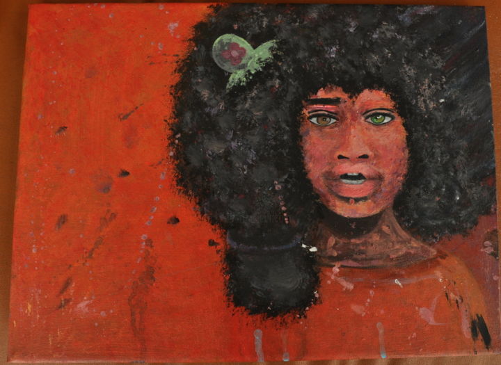 Schilderij getiteld "Afro Caribeño" door Mariana Barquero, Origineel Kunstwerk, Acryl