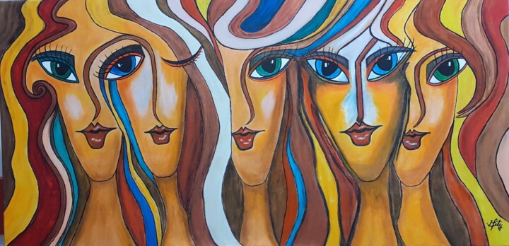 Painting titled "Neptunian woman 1" by Mariana Filip, Original Artwork, Acrylic