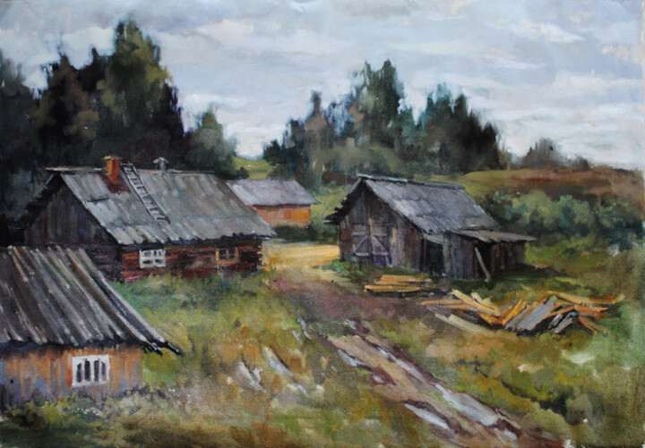 Painting titled "после дождя" by Mariana Kulbaka, Original Artwork, Oil