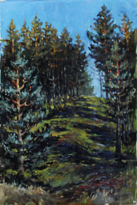 Painting titled "в лесу" by Mariana Kulbaka, Original Artwork, Oil