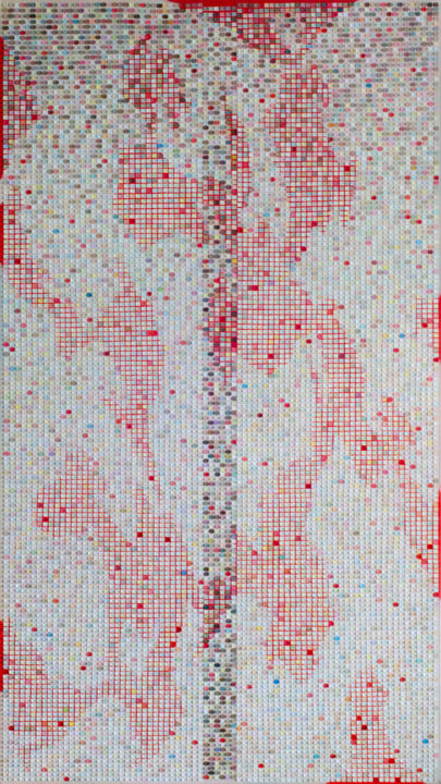 Peinture intitulée "Cream-red" par Mariana Prochkaruk, Œuvre d'art originale, Huile Monté sur Châssis
