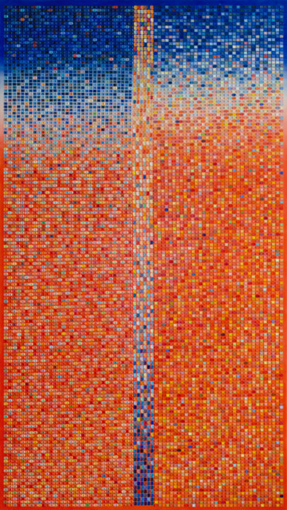 Peinture intitulée "Orange-blue" par Mariana Prochkaruk, Œuvre d'art originale, Huile Monté sur Châssis