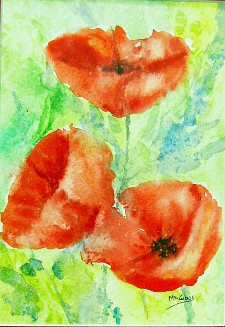 Painting titled "Coquelicots II" by Marian Cobos, Original Artwork