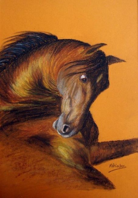 Painting titled "Cheval arabe" by Marian Cobos, Original Artwork