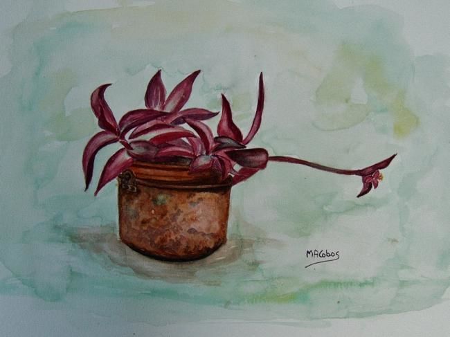 Painting titled "Le cache-pot" by Marian Cobos, Original Artwork