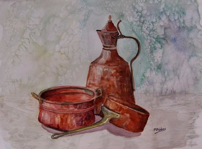 Peinture intitulée "Vieux cuivres" par Marian Cobos, Œuvre d'art originale