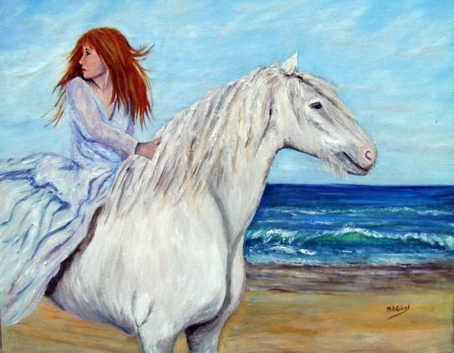 Malarstwo zatytułowany „Le cheval et la fil…” autorstwa Marian Cobos, Oryginalna praca