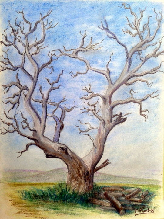 Drawing titled "Solitaire" by Marian Cobos, Original Artwork, Pastel