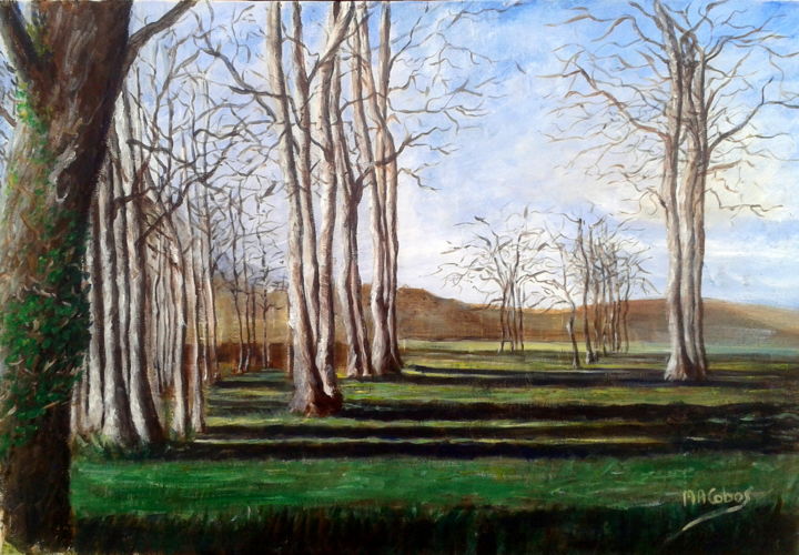Painting titled "Lumière d'hiver dan…" by Marian Cobos, Original Artwork, Acrylic