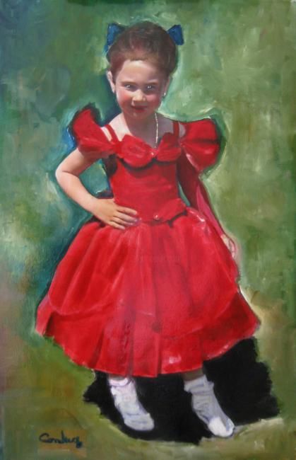 Painting titled "Girl in red" by Marian Condruz, Original Artwork, Other