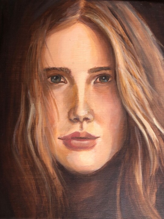 Painting titled "Female portrait" by Mariann Fodor-Kosztolányi, Original Artwork, Oil