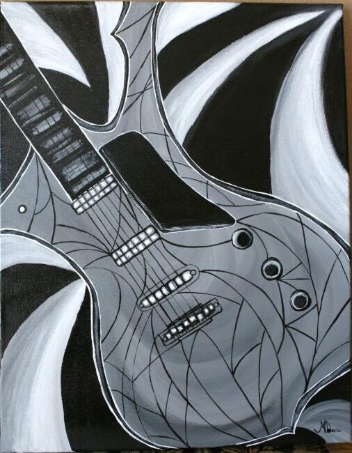 Painting titled "Guitar Kiss" by Marianna Chiodo, Original Artwork