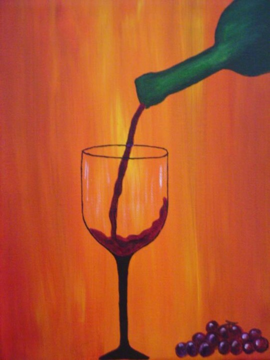 Schilderij getiteld "Red Wine" door Marianna Chiodo, Origineel Kunstwerk