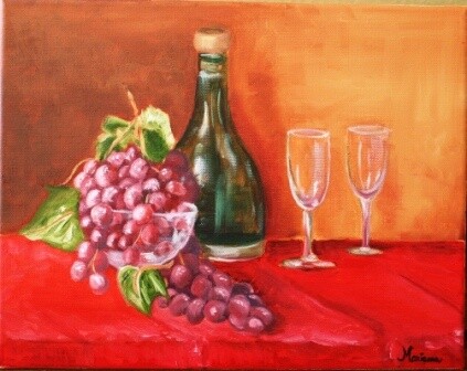 Painting titled "Grapes" by Marianna Chiodo, Original Artwork