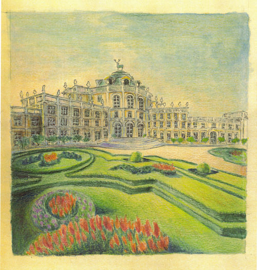 Disegno intitolato "Palazzina di Caccia…" da Marianna Farano, Opera d'arte originale,