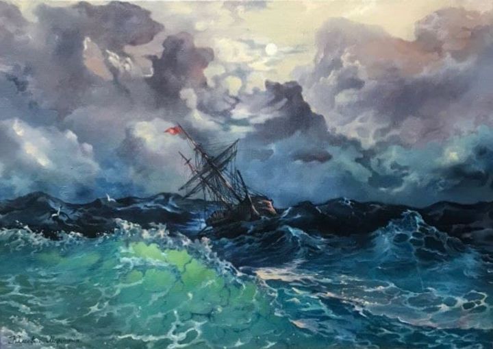 Картина под названием "Море" - Марианна Климович, Подлинное произведение искусства, Масло